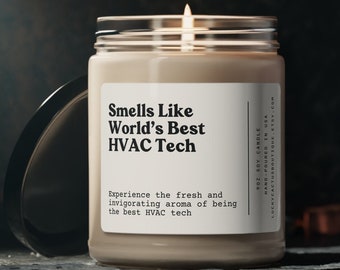 World's Best HVAC Technician Candle, HVAC Technician Gift, Gift for Hvac Technician, New HVAC Technician,  9oz Soy Candle