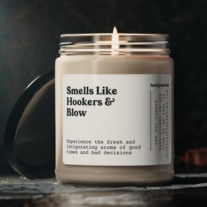 Hookers and Blow Candle, Adult Humor, Gift Custom Candle, Friendship Candle, Custom Candle, Funny Gifts, Snarky Candle