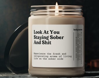 Sobriety Candle, Sobriety Gift, One Year Sober Gift, Sobriety Gift, Proud of You Gift, Two Years Sober, Sobriety, 9oz Soy Candle