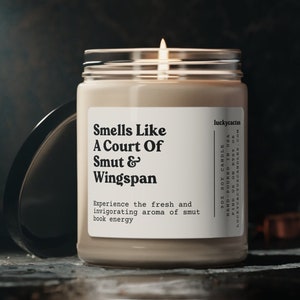 A Court of Smut and Wingspan Bookish Candle, Acotar Inspired Book Merch Fantasy Romance Rhysand Feyre Acomaf Book 9oz Soy Candle