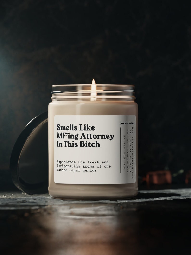 Smells Like A MF'ing Attorney Candle, Gift For Lawyer, Bar Exam Gift, Future Lawyer Candle, Lawyer Gift, 9oz Soy Candle image 1