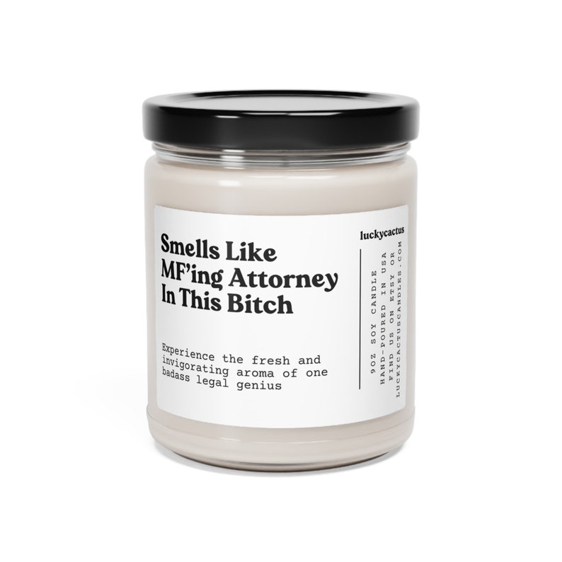 Smells Like A MF'ing Attorney Candle, Gift For Lawyer, Bar Exam Gift, Future Lawyer Candle, Lawyer Gift, 9oz Soy Candle image 2