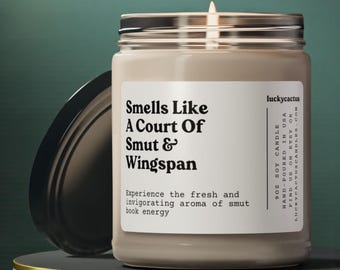 A Court of Smut and Wingspan Bookish Candle, Acotar Inspired Book Merch Fantasy Romance Rhysand Feyre Acomaf Book 9oz Soy Candle