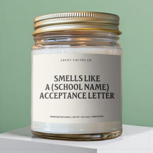 College University Acceptance Candle, College Acceptance Letter Gift, College Admissions Gift, High School Grad Gift, University Merch