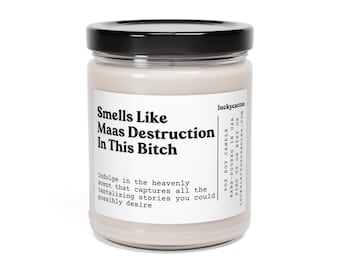 Vela "Huele a destrucción de Maas", regalo para fans de Acotar, Acomaf, artículos de "Una corte de espinas y rosas", Velaris, amante de los libros, vela SJM