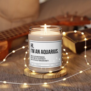 Funny Aquarius Candle, Aquarius Birthday Gift, Aquarius Star Sign Candle, BFF Gift, Zodiac Gift Candle, 9oz Soy Wax Candle image 4