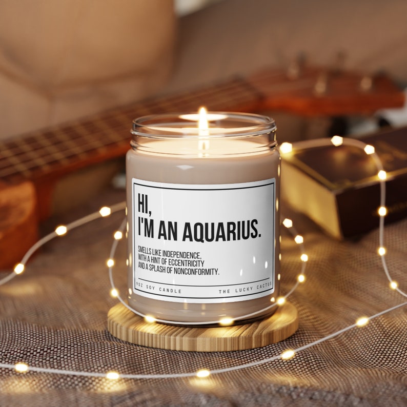 Funny Aquarius Candle, Aquarius Birthday Gift, Aquarius Star Sign Candle, BFF Gift, Zodiac Gift Candle, 9oz Soy Wax Candle image 4