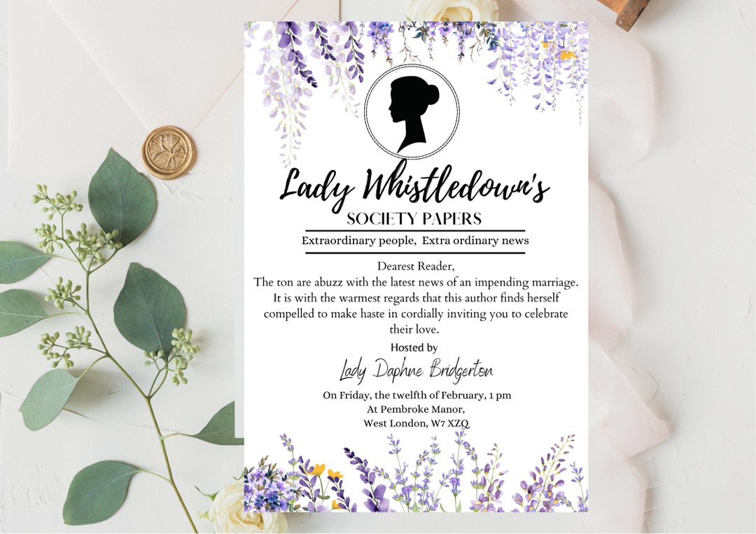 Bridgerton Inspired Tea Party Invitation, Wedding Invitation, Printable ...