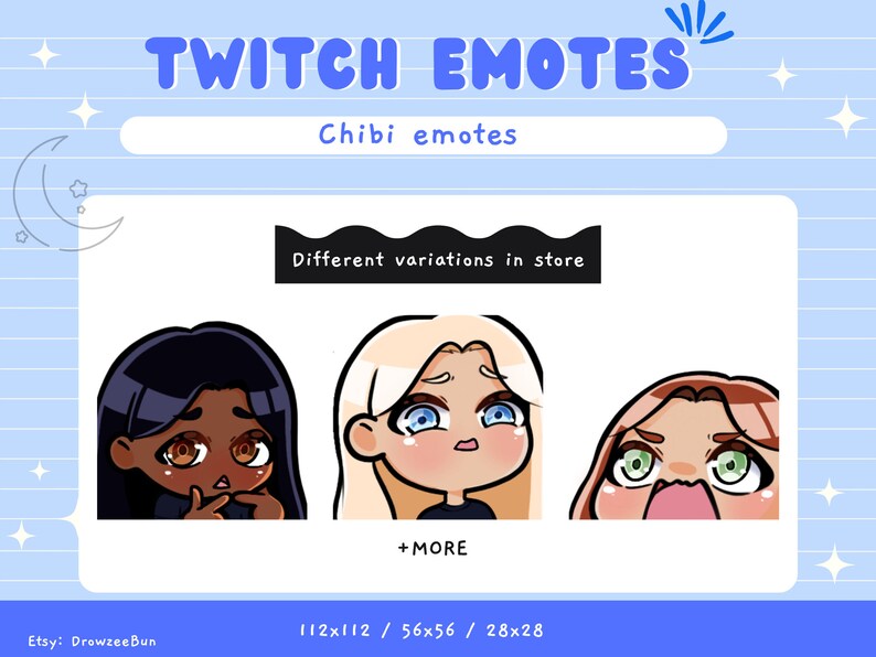 Cute Chibi Girl Emote Pack for Twitch and Discord | Black Hair | Brown ...