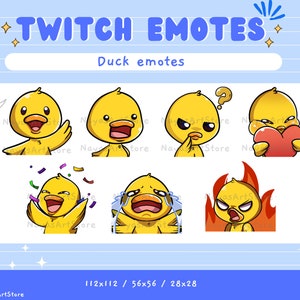 Cute Premade Duck Emote Pack | Twitch Sub Emotes | Cute yellow duck | Streamer | Cute premade twitch and discord emotes