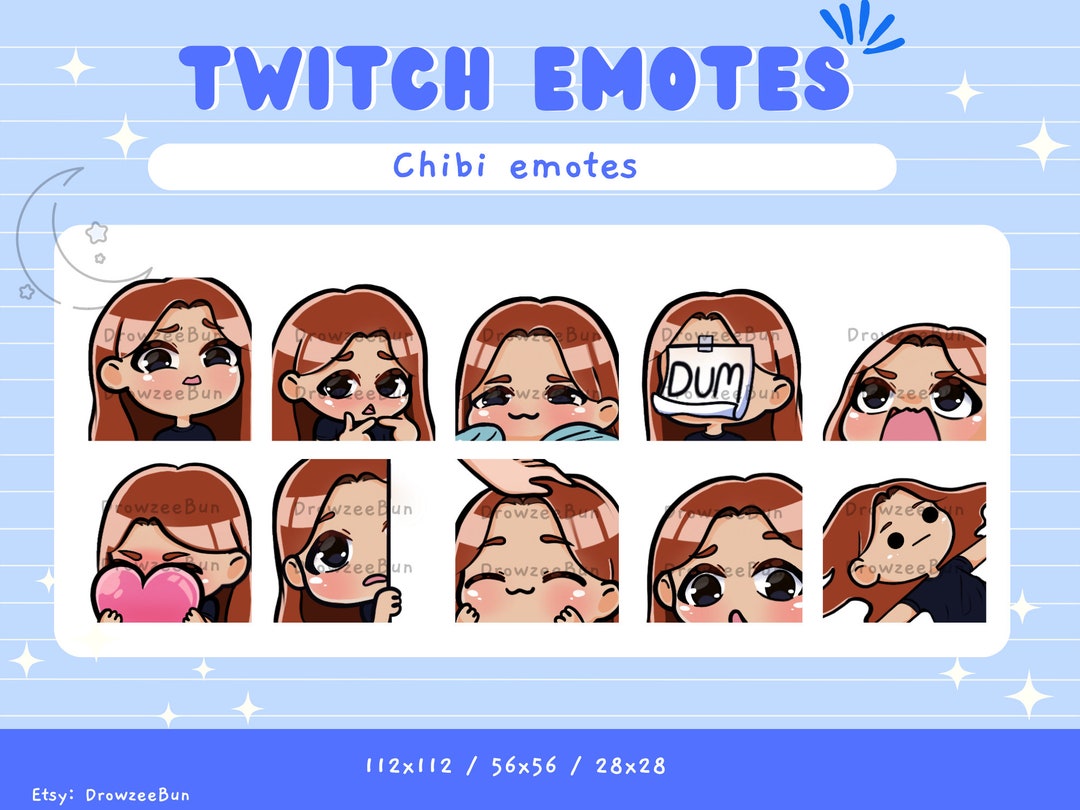 Cute Chibi Girl Emote Pack for Twitch and Discord Ginger - Etsy