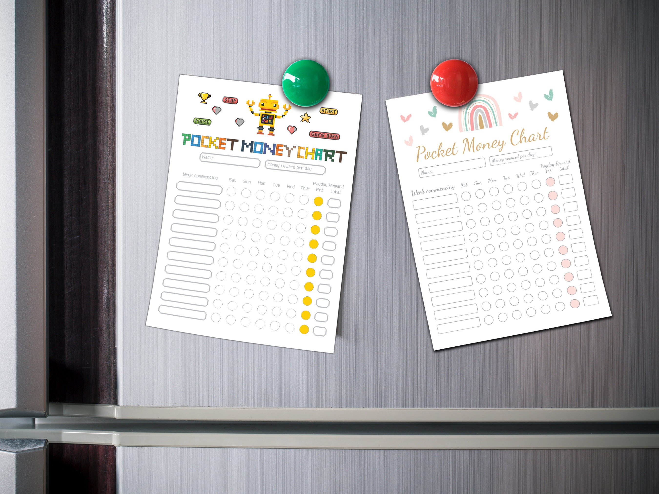 Pocket Money Reward Chart Girl Boy Design Re-usable Reward Charts ...