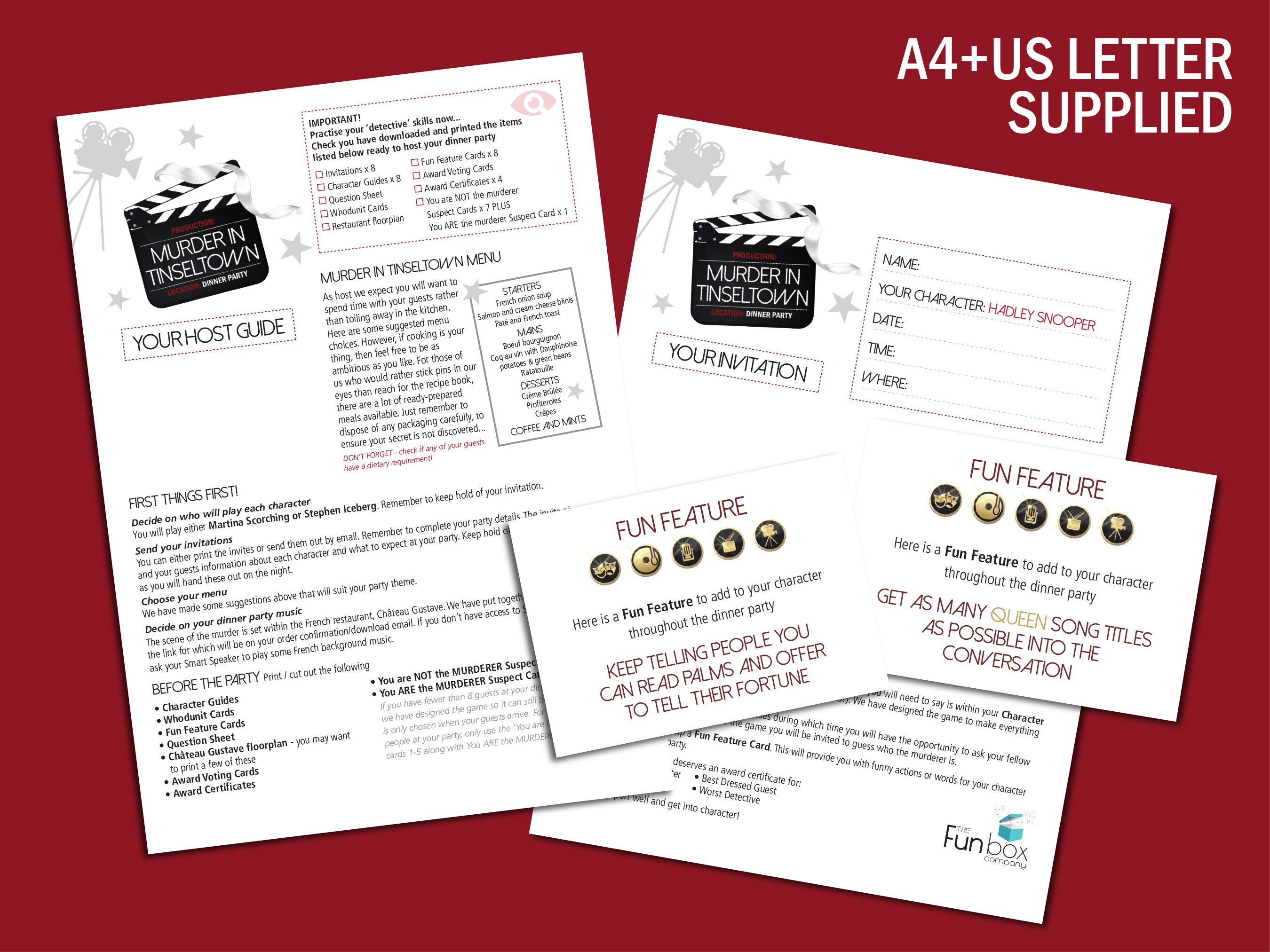 Murder Mystery Detective Role Play Game Murder in Tinseltown Etsy UK