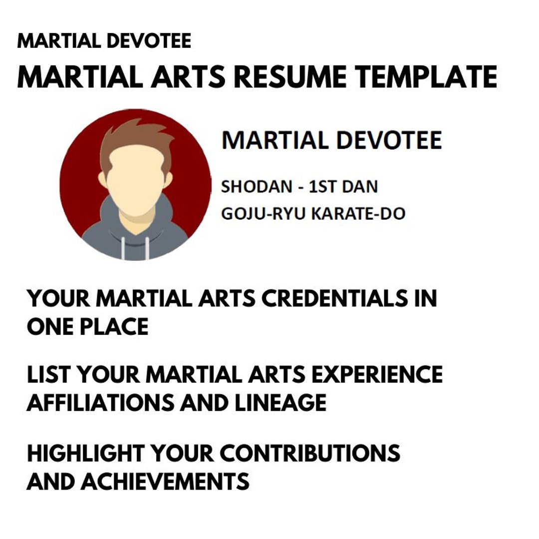 Martial Arts Resume Template Microsoft Powerpoint Google Etsy Martial Arts Resume Template Microsoft Powerpoint Google Etsy