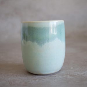 Ceramic Tumbler | Handmade Wine Tumbler | Wheel Thrown Pottery | Green Cup | Cocktail Glass | Pastel Pottery | Pink Tumbler