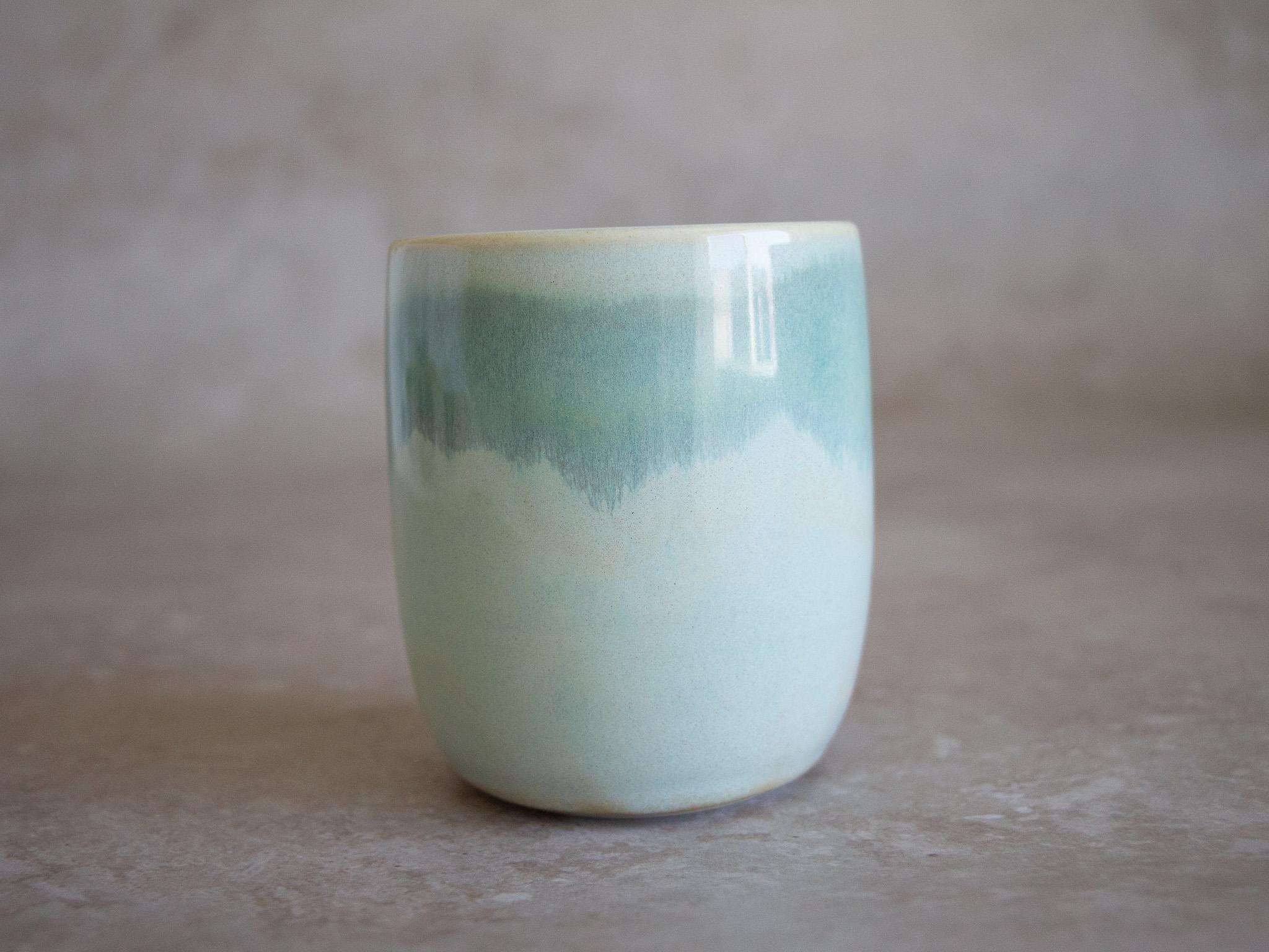 Ceramic Tumbler | Handmade Wine Tumbler | Wheel Thrown Pottery | Green Cup | Cocktail Glass | Pastel Pottery | Pink Tumbler