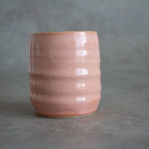 Handmade Ceramic Tumbler | Spiral Tumbler | Grippy Cup | Pink Pottery |  Wheel Thrown Ceramics