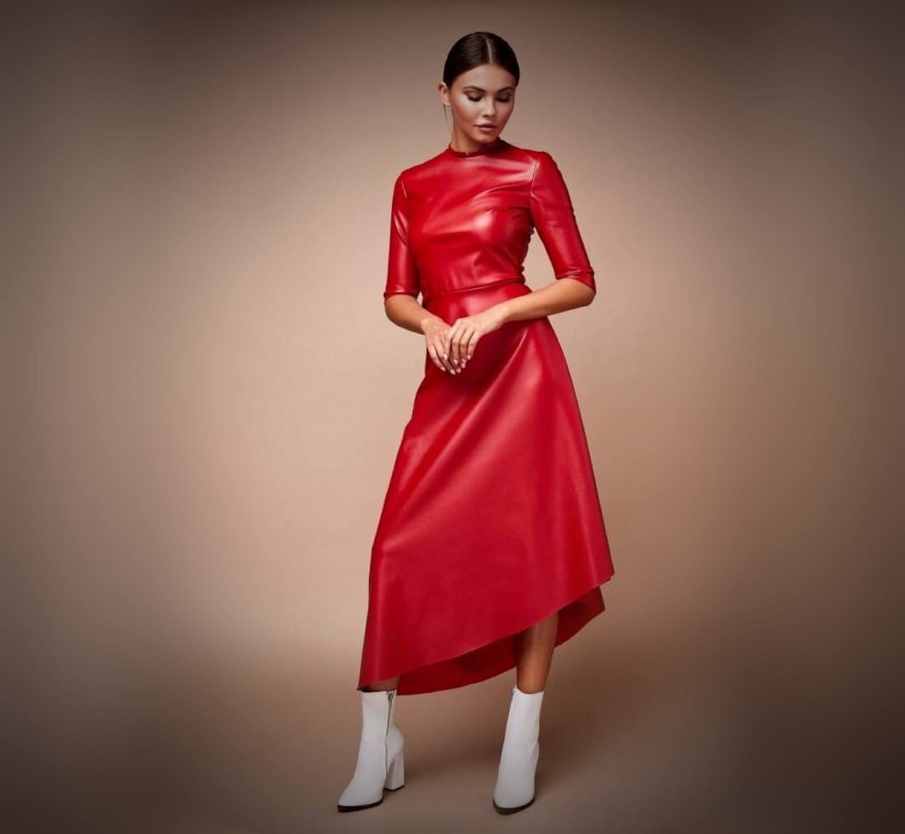 Red Leather Dress Etsy UK