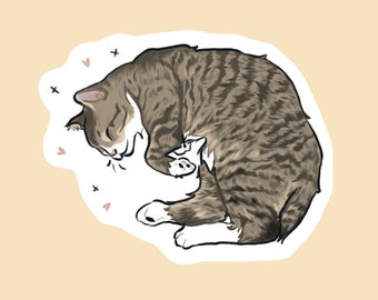 Cat Mom Gift Cute Cat Sticker Cat Lover Gift Tabby Cat Cuddly Cat Sticker Cat Dad Sleepy Cat Sticker Cute Cat Gift Cat Art Sticker