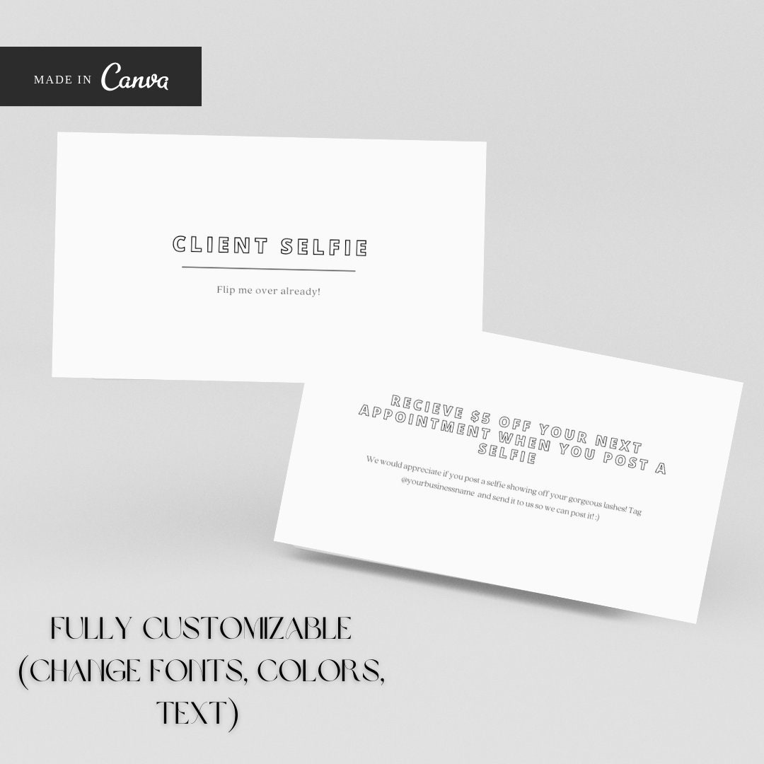 Client Face Card Client Selfie Cards, Small Beauty Business Cards, Referral Card ...
