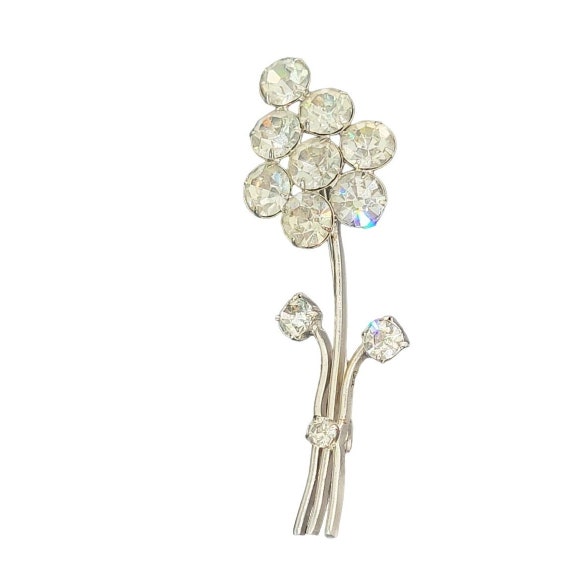 Vintage Glam A&B Rhinestone Crystal Floral Long s… - image 2