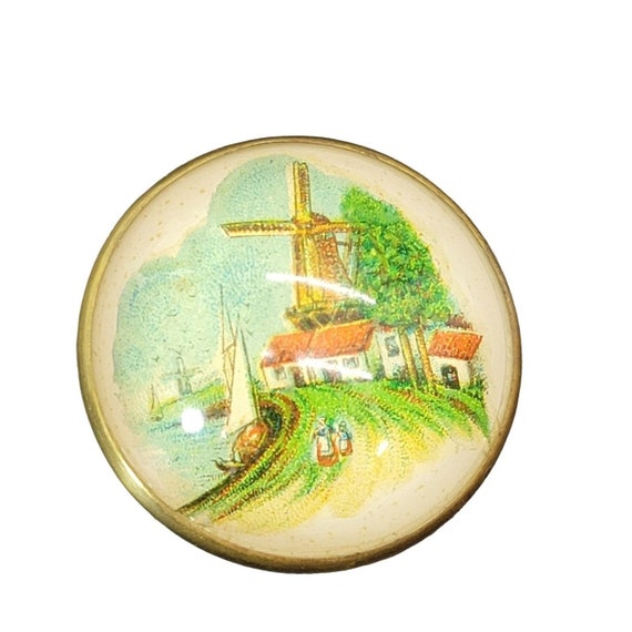 Antique Dutch Windmill Bridle Rosette Brooch Pin - image 4