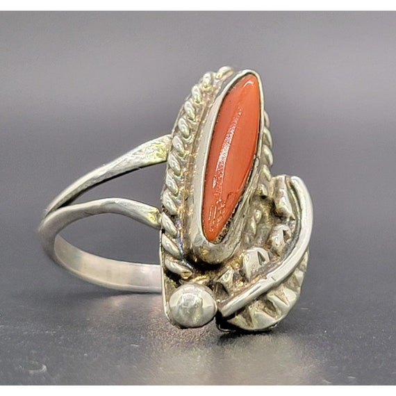 Vintage Native American Navajo Coral Sterling Sil… - image 2