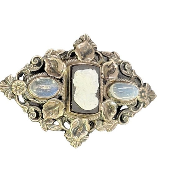 Antique Art Deco Victorian Sterling Moonstone Cam… - image 2