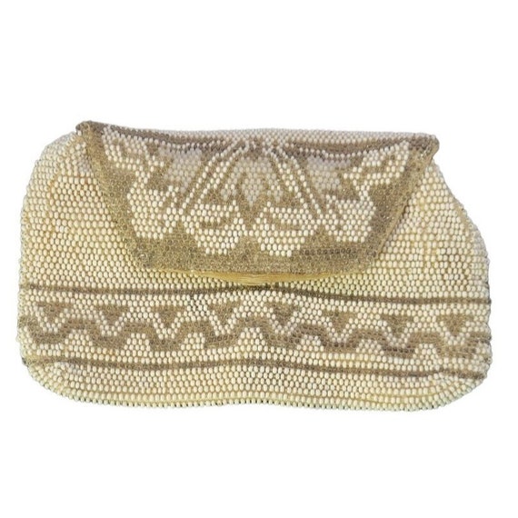 Vintage Glam Statement 1940's off white clutch ha… - image 1