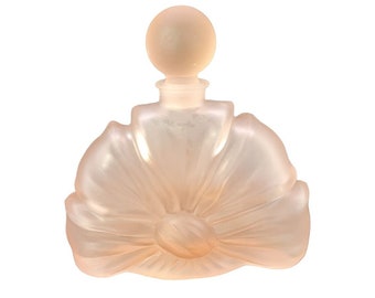 Vintage Glam Statement Large Bow Pink Satin Frosted Glass Perfume Bottle