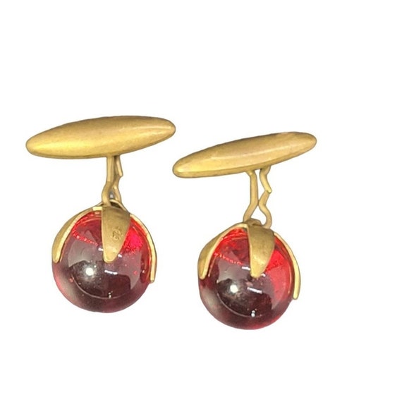 Vintage Glam Statement Cherry Red Gold tone Mens G