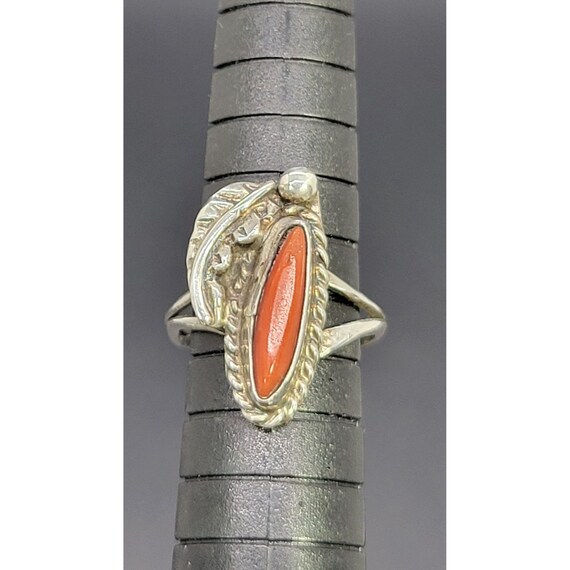 Vintage Native American Navajo Coral Sterling Sil… - image 1