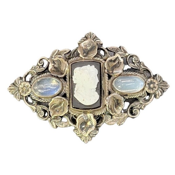 Antique Art Deco Victorian Sterling Moonstone Cam… - image 1