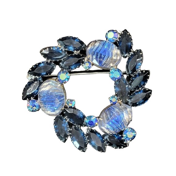 Vintage GLAM Statement Cabochon Blue Rhinestone Ma