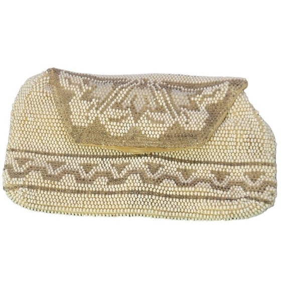 Vintage Glam Statement 1940's off white clutch ha… - image 4