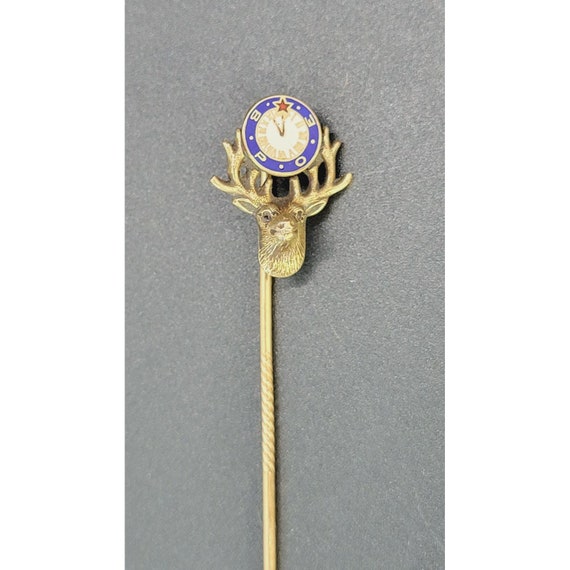 Art Nouveau Gold tone Elks Lodge Lapel Pin stick … - image 1