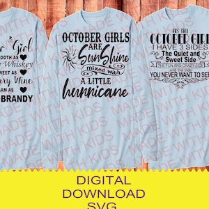 OCTOBER GIRL SVG October Birthday Shirts Design File