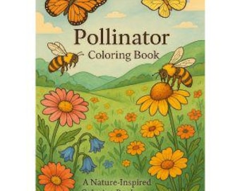 Garden Pollinators Coloring Book, Nature Illustration Art (Printable)