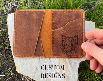 Cartera para hombres, cartera de cuero personalizada, cartera de cuero de diseño delgado de bolsillo frontal, billetera de tarjeta de crédito minimalista, billetera de cuero para hombre