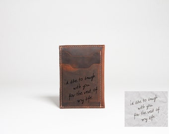 Valentine's Day Gift for Him, Personalized Minimalist Leather Wallet, Credit Card Holder, Front Pocket Wallet, Engraved Slim Card Holder