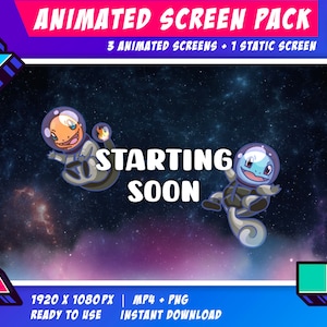 Twitch Animiertes Stream Screen Pack - Pokemon Galaxy Theme / Start Soon / Be Right Back / End Soon / Now Offline