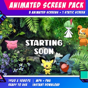 Twitch Animiertes Stream Screen Pack - Pokemon River Theme / Start Soon / Be Right Back / End Soon / Now Offline