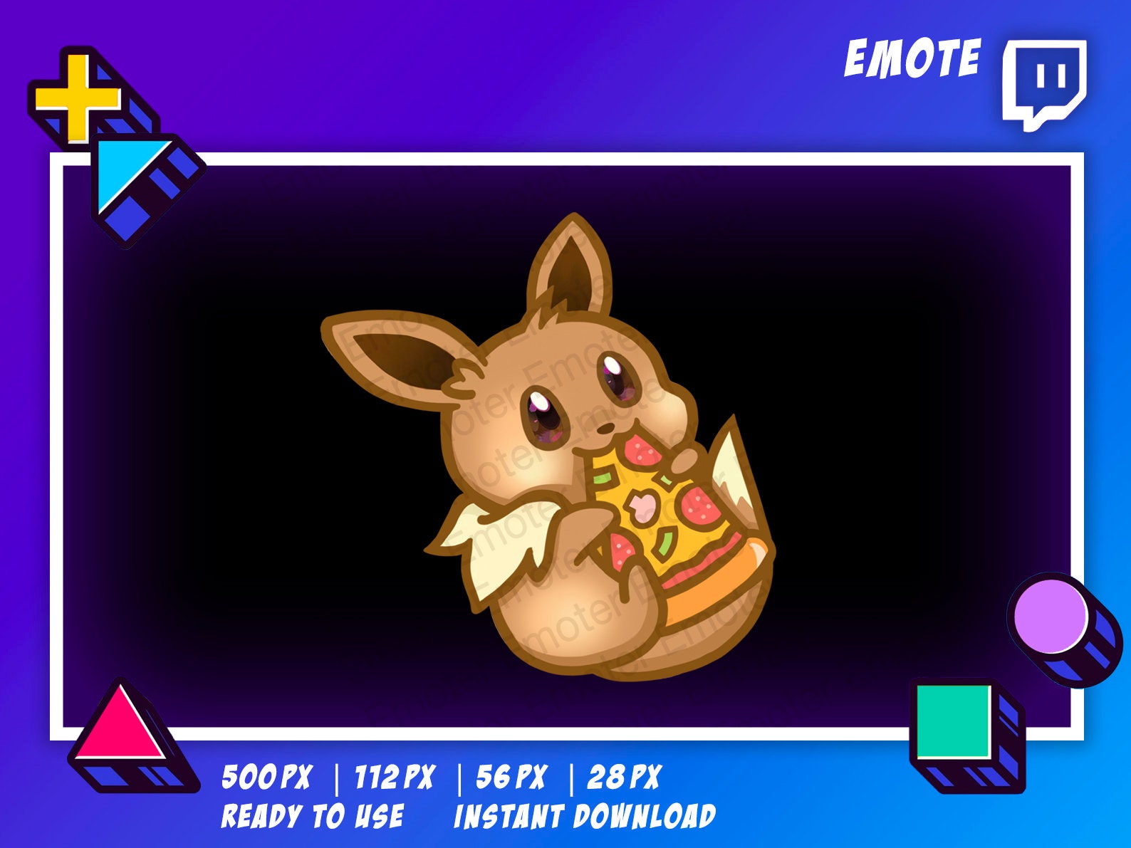 Twitch Pokemon Emote - Eevee - Eat Pizza - Scarlet Violet Pokemon