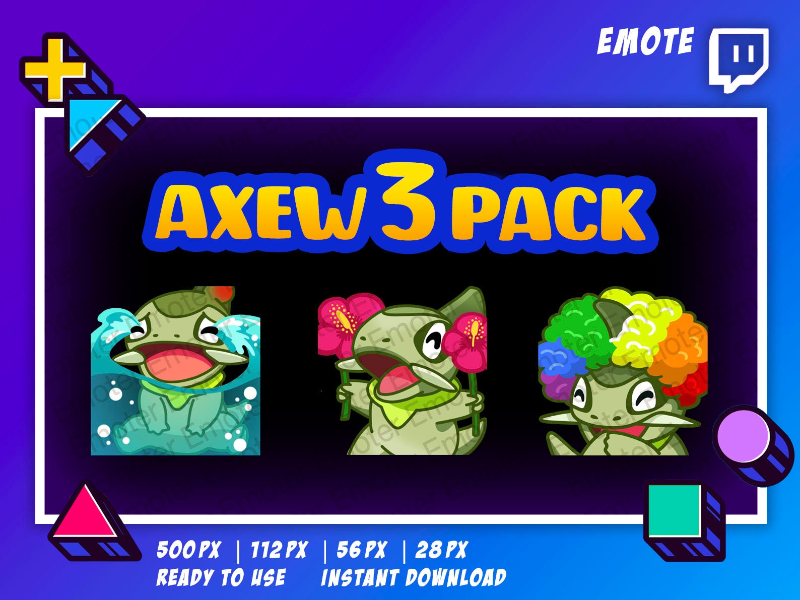 Twitch Pokemon Emote - Axew Emotes Pack - Cry - Flower - Clown ...