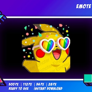 Twitch Pokemon Emote - Pikachu Party Yay - Pride Month - LGBTQ - Scarlet Violet Pokemon - Kawaii - Digitale kunst