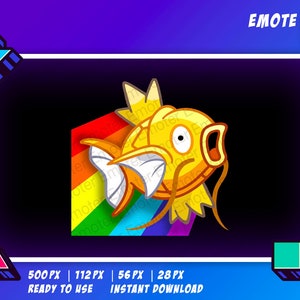 Twitch Pokemon Emote - Magikarp Rainbow - Pride Month - LGBTQ - Scarlet Violet pokemon - Kawaii - Digital art