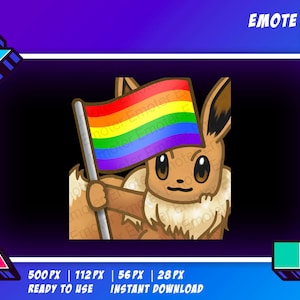 Twitch Pokemon Emote - Eevee Flag - Pride Month - LGBTQ - Scarlet Violet pokemon - Kawaii - Digital art