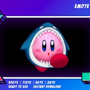 Twitch Emote - Kirby Shark suit emote - Kawaii - Kirby and the forgotten land  - Digital art