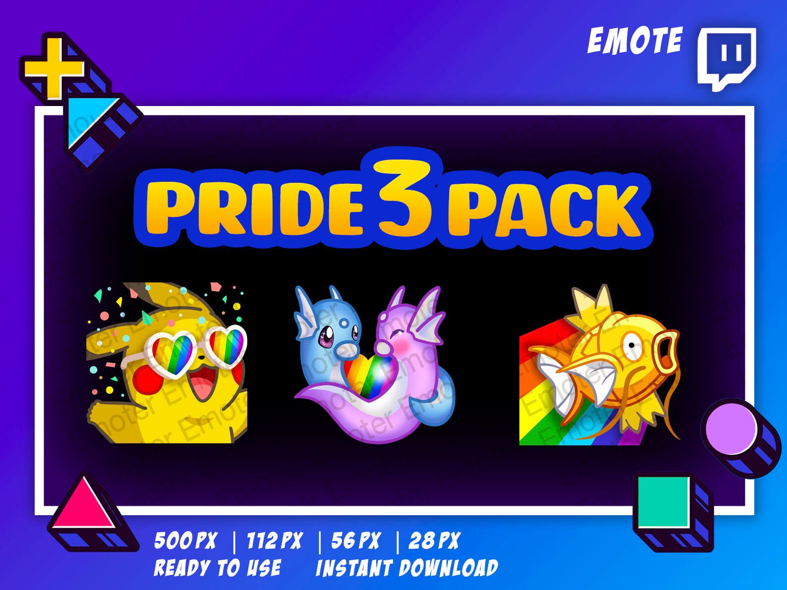 Twitch Pokemon Pride Emote Pack - Magikarp Rainbow - Pride Month - LGBTQ - Scarlet Violet pokemon - Kawaii - Digital art