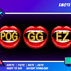 Twitch Emote Pack - Lippen - POG, GG, EZ - Digital Art